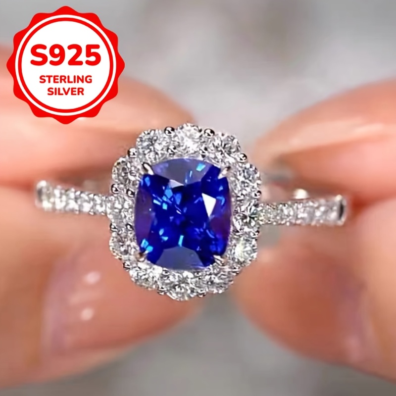 925 Silver Flower 4 Prong Oval Engag. Ring for Women